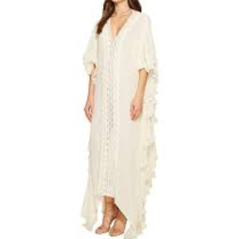 Jen's Pirate Booty Cream Maxi Dress with Lace Trim